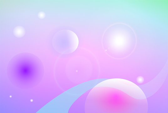 Sweet space landscape with celestial bodies abstract vector background
