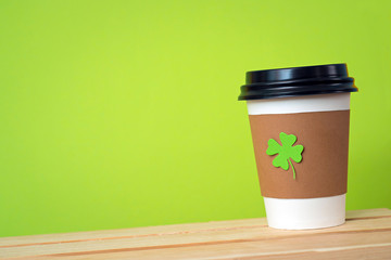 take away cup with shamrock