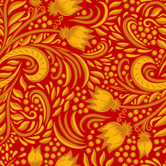 Khokhloma decorated seamless texture