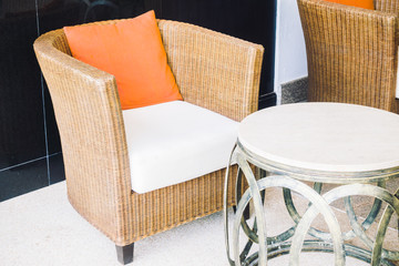 Empty table and chair