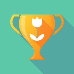 Long shadow trophy icon with a tulip