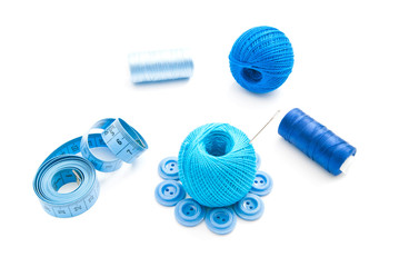 blue meter, buttons and thread