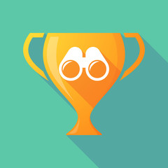 Long shadow trophy icon with a binoculars