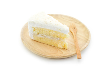 Coconut cake on white background