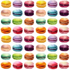 Crédence de cuisine en verre imprimé Macarons Watercolor macaron seamless  pattern