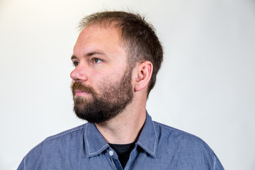 Man in Mid 30s Poses for Studio Portrait