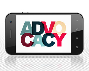 Law concept: Smartphone with Advocacy on  display