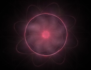 Elementary Particles series. Interplay of abstract fractal forms on the subject of nuclear physics science and graphic design.