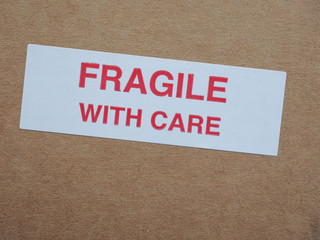 Fragile with care sign