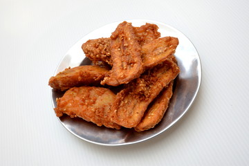 Close up fried bananas sprinkled sesame tasty traditional food