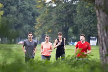 Young people training in the park
