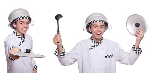 Set of photos with funny cook
