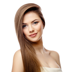 Fototapeta premium Beautiful Woman with Clean Fresh Skin 