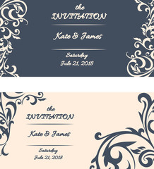 Fototapeta na wymiar Set of floral invitations cards. Vintage invitations. Wedding in