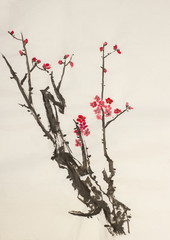 pink plum branch