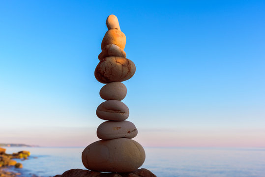 High stack of pebbles