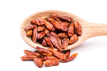 dry red pepper on white background