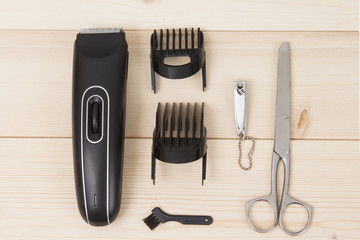 Fototapeta premium Hair and nails care set, flat lay 