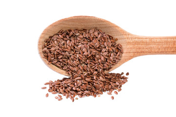 Flax seeds isolated on white background