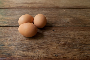 Eggs on wood table top