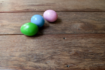 Easter eggs on wood
