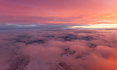 Fototapeta na wymiar sunset viewed from an airplane