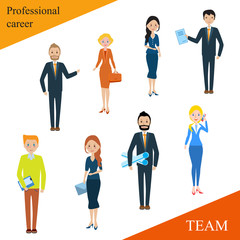 Modern business people flat lines