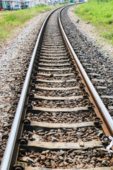 Fototapeta na wymiar railway tracks close-up (old style)