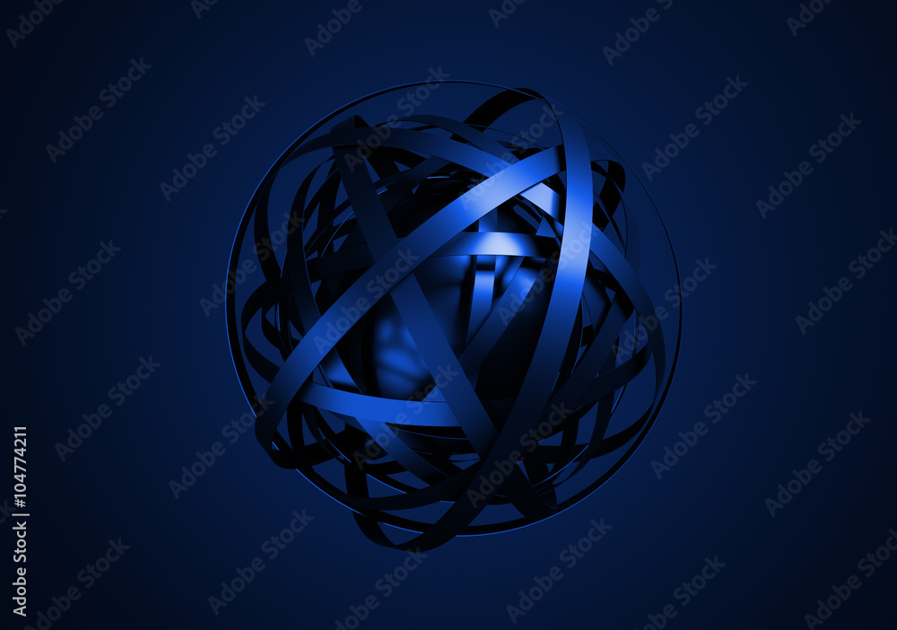Poster abstract 3d rendering of sphere with rings in empty space. futuristic shape. surrealistic background