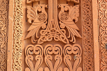 khachkar pattern on volcanic tuff, texture, traditional Armenian