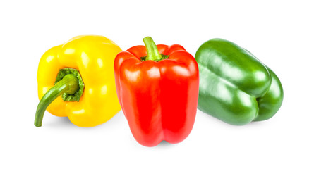 Yellow, red and green peppers