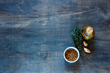 Olive oil, herbs and spices