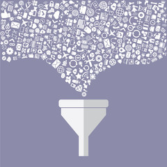 Flat design illustration concepts for creative process, big data filter, data tunnel, analysis...