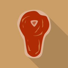 Steak in a flat design with long shadow