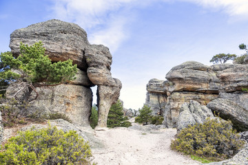 Large rocks with strange shapes molded by nature in Castroviejo, province of Soria, Spain