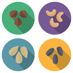Nuts and seeds vector icons set