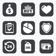 Online shopping, e-commerce and business icons.