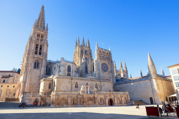 Gothic Cathedral of Saint Mary in Burgos, Spain. Its construction began in 1221 but work continued...