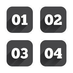 Step one, two, three icons. Sequence of options.
