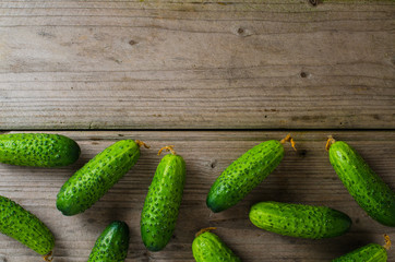 Cucumbers on wooden table