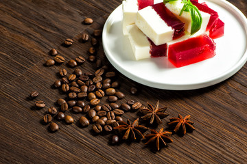 coffee beans and dessert