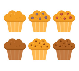 cartoon muffins set
