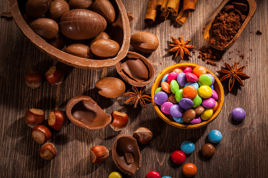 Easter chocolate background