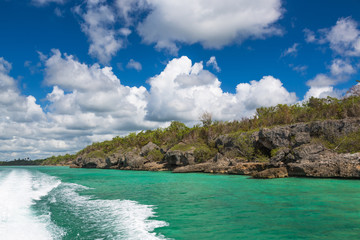Stone shoreisland in the Caribbean Sea.
