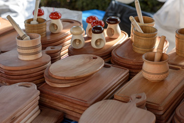 Fototapeta na wymiar Wooden kitchen utensils