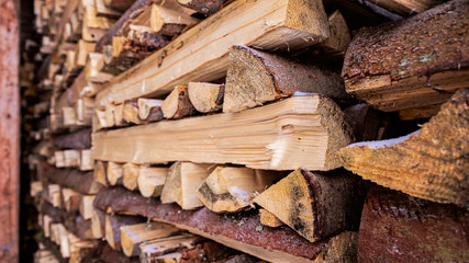 Carefully stocked logs for winter