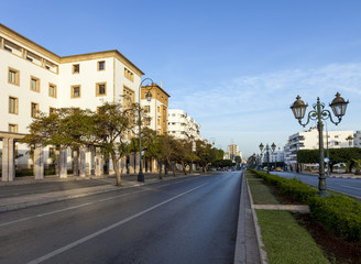 Fototapeta na wymiar Empty street in Rabat