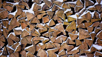 Carefully stocked logs for winter