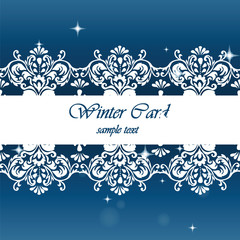 Winter card with classic elegant ornaments and lights. Vector