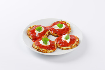 pancakes with strawberry puree